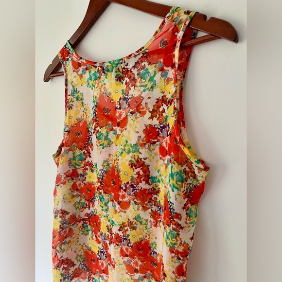 Sheer floral tank blouse M - Picture 7 of 11